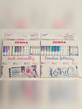 Set of Two -14 Packs Zebra Journaling Pens Markers